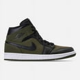 thumbnail image 1 of Mens Air Jordan 1 Mid Olive Canvas White Black 554724-301, 1 of 4