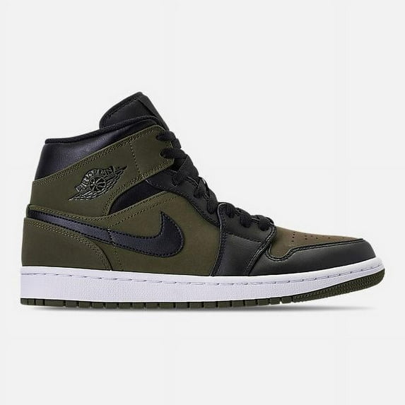 Mens Air Jordan 1 Mid Olive Canvas White Black 554724-301