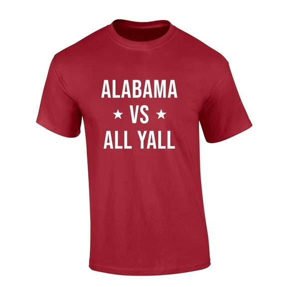 Mens Alabama Football Tshirt Alabama Vs All Yall Short Sleeve T-shirt-Crimson-small