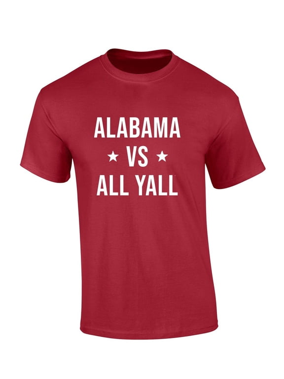 Mens Alabama Football Tshirt Alabama Vs All Yall Short Sleeve T-shirt-Crimson-xl