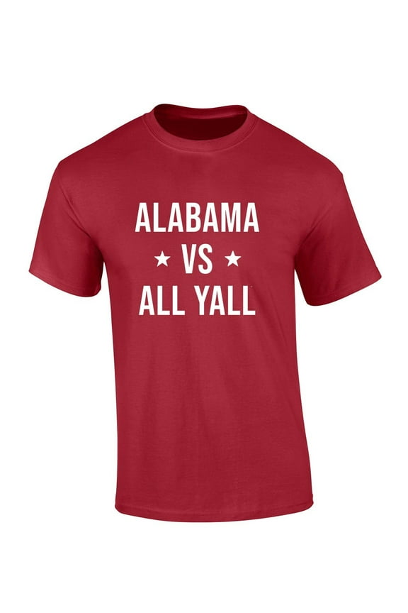 Mens Alabama Football Tshirt Alabama Vs All Yall Short Sleeve T-shirt-Crimson-xxxl