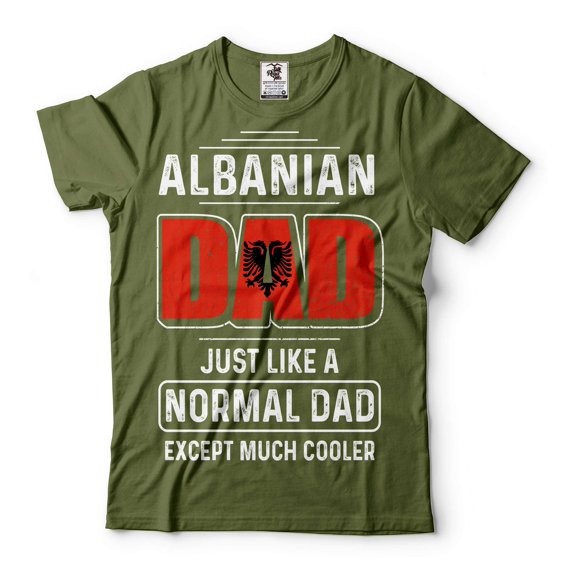 Mens Albanian Dad T-shirt Father's Day Gift Albanian Patriotic Shirt Albanian Father Shirt (3X-Large Military Green)