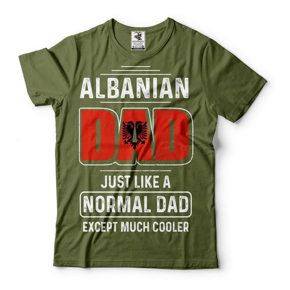 Mens Albanian Dad T-shirt Father's Day Gift Albanian Patriotic Shirt Albanian Father Shirt (Large Military Green)