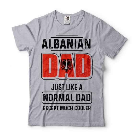 Mens Albanian Dad T-shirt Father's Day Gift Albanian Patriotic Shirt Albanian Father Shirt (Small Grey)