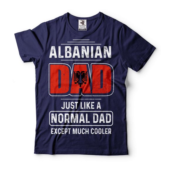 Mens Albanian Dad T-shirt Father's Day Gift Albanian Patriotic Shirt Albanian Father Shirt (Small Navy Blue)