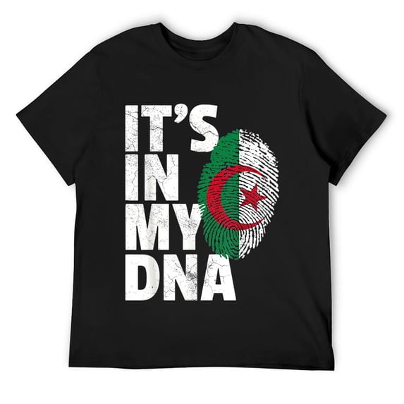 Mens Algeria Flag It's In My DNA Algerian Country Pride Home Gift T-Shirt Black Medium