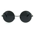 thumbnail image 1 of Mens All Black Round Circle Lens Hippie Groovy Metal Rim Sunglasses, 1 of 3