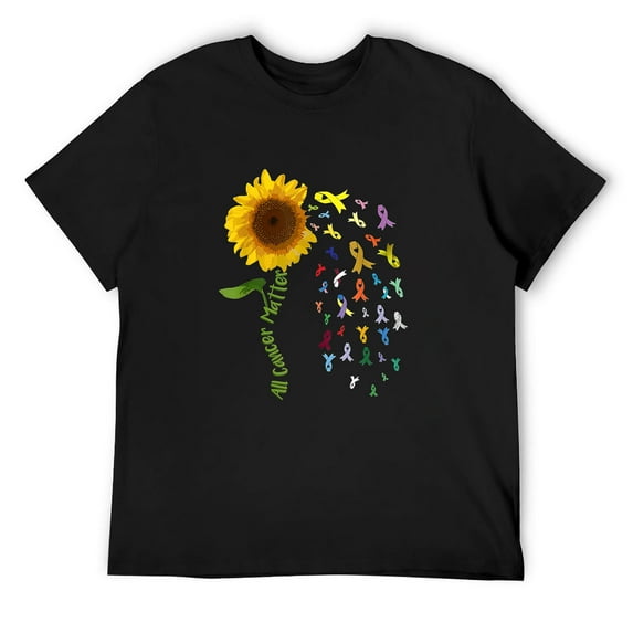 Mens All Cancer Matters Awareness Support World Cancer Day T-Shirt Black X-Large
