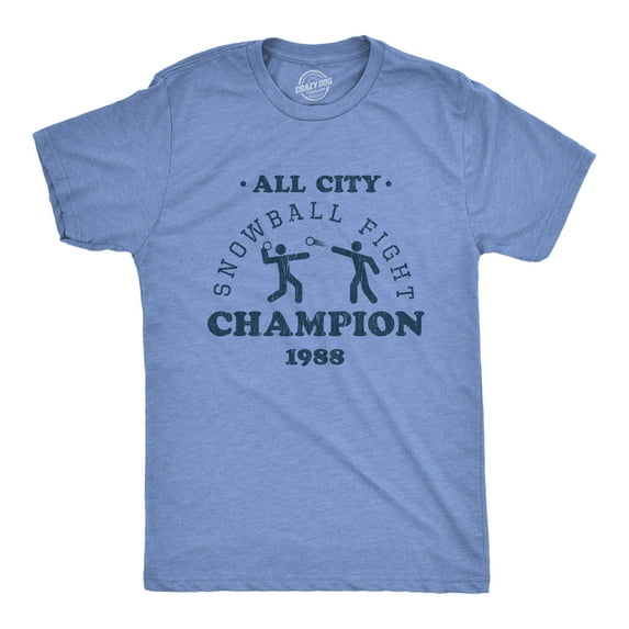 Mens All City Snowball Fight Champion 1988 T Shirt Funny Winter Snow Graphic Vintage Tee Graphic Tees