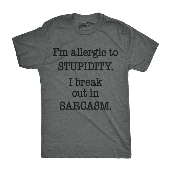 Mens Allergic to Stupidity Break Out In Sarcasm Funny Vintage Graphic Tee Guys Graphic Tees