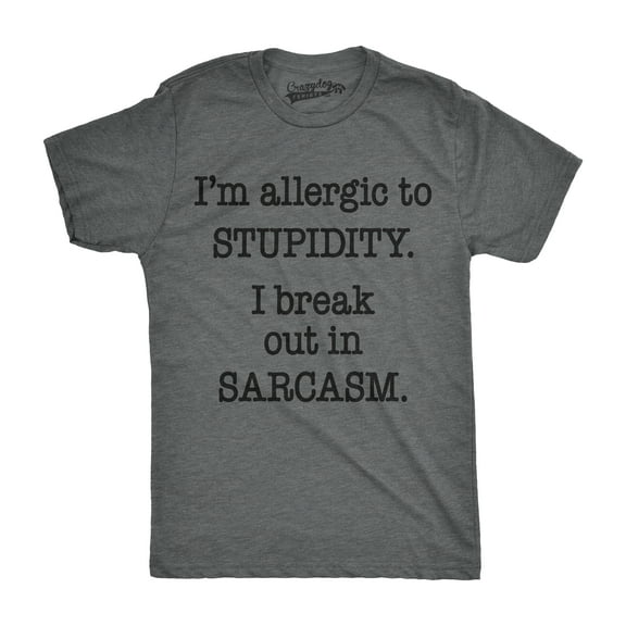 Mens Allergic to Stupidity Break Out In Sarcasm Funny Vintage Graphic Tee Guys Graphic Tees