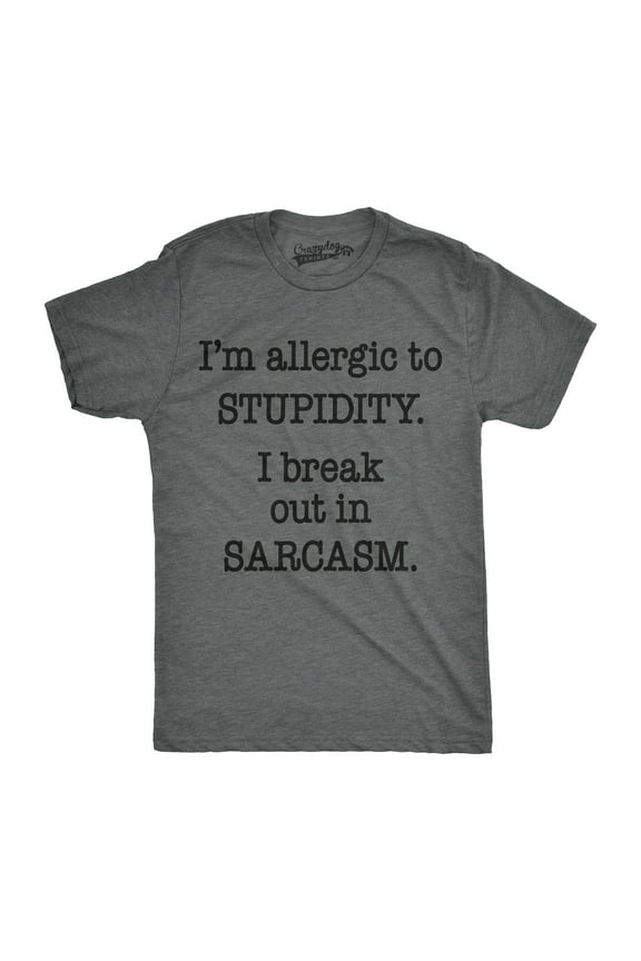 Mens Allergic to Stupidity Break Out In Sarcasm Funny Vintage Graphic Tee Guys Graphic Tees