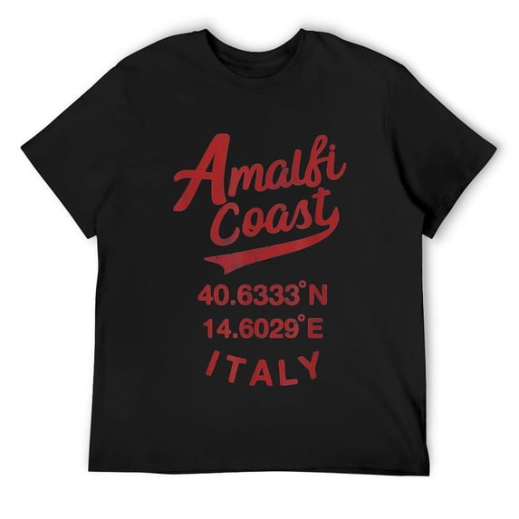 Mens Amalfi Coast ITALY Italian Vintage Retro T-Shirt Black S