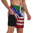 thumbnail image 1 of Mens America Flag Mexican Flag Swimming Trunks with Compression Liner Beach Quick Dry Swim Shorts, 1 of 6