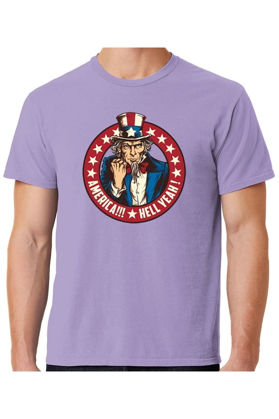 Mens America Hell Yeah Patriotic Cotton Tee Shirt, Large Ameth Purple