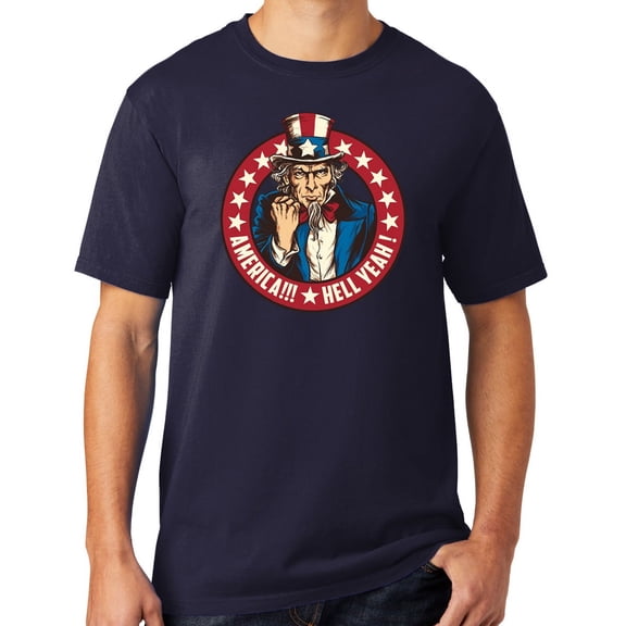 Mens America Hell Yeah Patriotic Cotton Tee Shirt, XL True Navy Blue