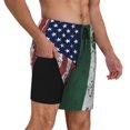 thumbnail image 1 of Mens America Mexico Flag Swimming Trunks with Compression Liner Beach Quick Dry Swim Shorts, 1 of 6