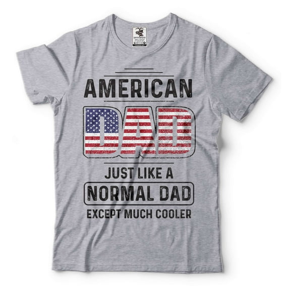 Mens American Dad T-shirt Dad Patriotic Shirt Father's Day USA Flag Shirt 4th Of July Shirt (4X-Large Grey)