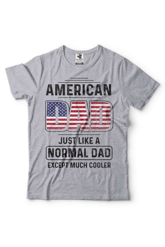 Mens American Dad T-shirt Dad Patriotic Shirt Father's Day USA Flag Shirt 4th Of July Shirt (Small Grey)