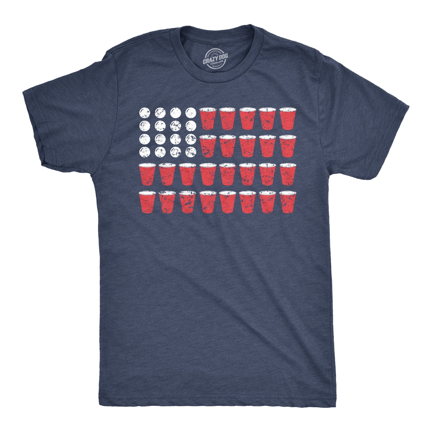 Mens American Flag Beer Pong Tshirt Funny Fourth Of July Drinking
