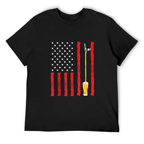 Mens American Flag Craft Beer Brewery Design T-Shirt Black