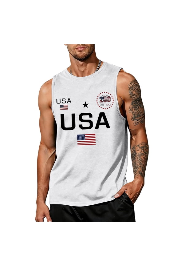 Mens American Flag Graphic Tank Top Sleeveless Muscle Shirts for Men Gym Workout USA Summer Tee Shirts