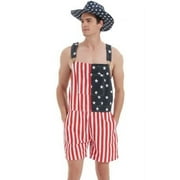 YXLUOKY Mens American Flag Overalls Shorts Jumpsuit 4th of July Bib Coveralls(Red White Blue,xl)