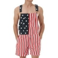 thumbnail image 1 of Mens American Flag Overalls Shorts Jumpsuit 4th of July Bib Coveralls(Red White Blue,xl), 1 of 6