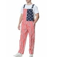 thumbnail image 1 of Mens American Flag Overalls USA Denim Bibs Coveralls 4th of July Jumpsuit, 1 of 8
