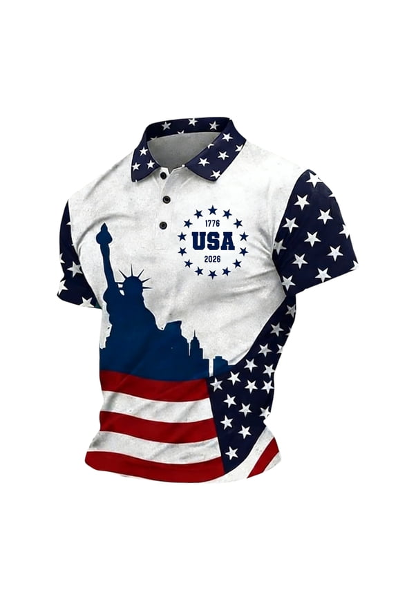 Mens American Flag Polo Shirts Casual 250 Years Of Freedom T Shirt United States 250th Anniversary T-Shirt