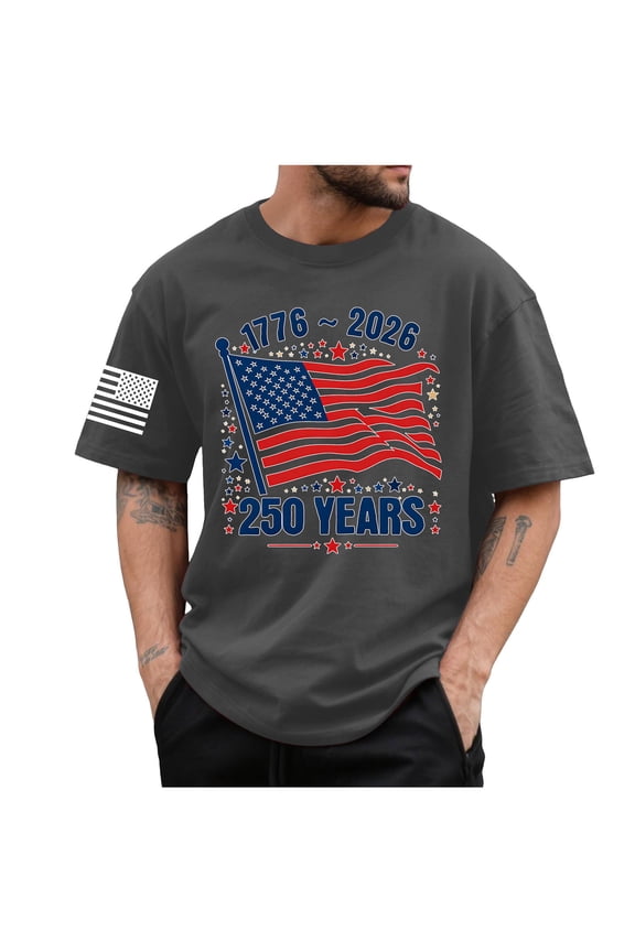 Men's Patriotic Shirts American Flag USA 4th of July T-Shirt Memorial Day Outfits Cute Short Sleeve Graphic Tee Dark Gray,S