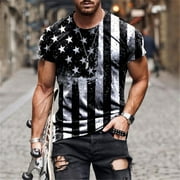 Mens American Flag T-Shirt Slim Summer Casual Short Sleeve Graphic Print Tops Cool Patriotic Tee Shirts for Men
