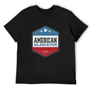 Mens American Gladiator Usa Flag Gym Sports Quote Humor T-Shirt Black Small