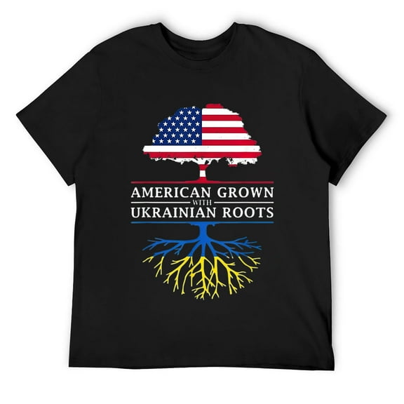 Mens American Grown with Ukrainian Roots - Ukraine T-Shirt Black
