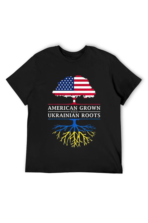 Mens American Grown with Ukrainian Roots - Ukraine T-Shirt Black