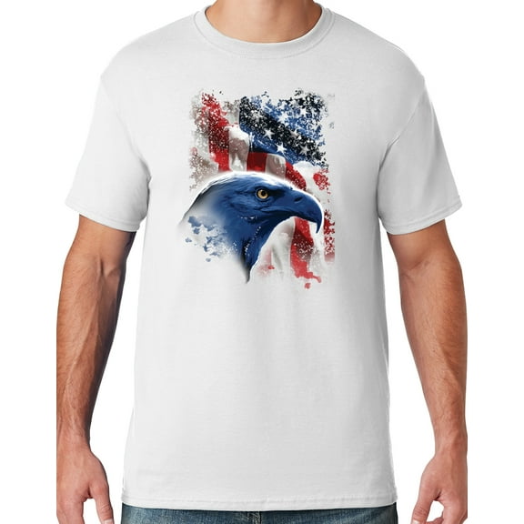 Mens American Icon Patriotic Eagle T-shirt, 2XL White