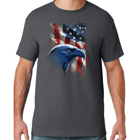 Mens American Icon Patriotic Eagle T-shirt, 3XL Charcoal Grey