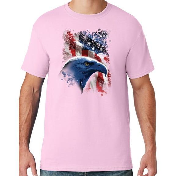 Mens American Icon Patriotic Eagle T-shirt, 3XL Classic Pink