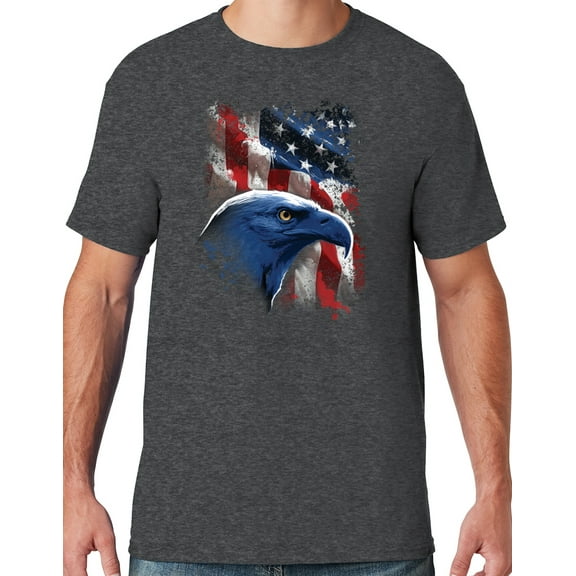 Mens American Icon Patriotic Eagle T-shirt, 5XL Black Heather