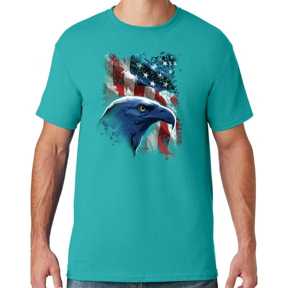 Mens American Icon Patriotic Eagle T-shirt, 5XL Jade