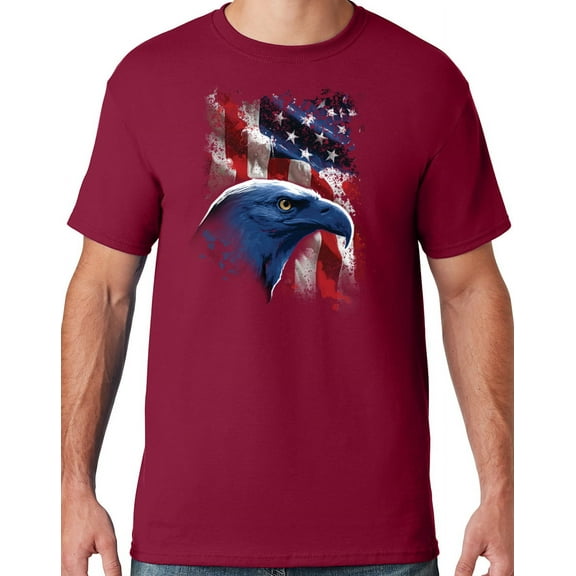 Mens American Icon Patriotic Eagle T-shirt, Large Cardinal Red