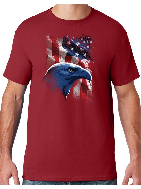 Mens American Icon Patriotic Eagle T-shirt, Large Crimson Red