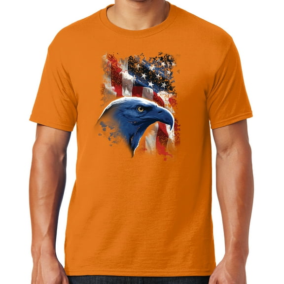 Mens American Icon Patriotic Eagle T-shirt, Large Tennessee Orange