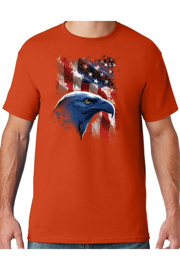 Mens American Icon Patriotic Eagle T-shirt, Medium Burnt Orange
