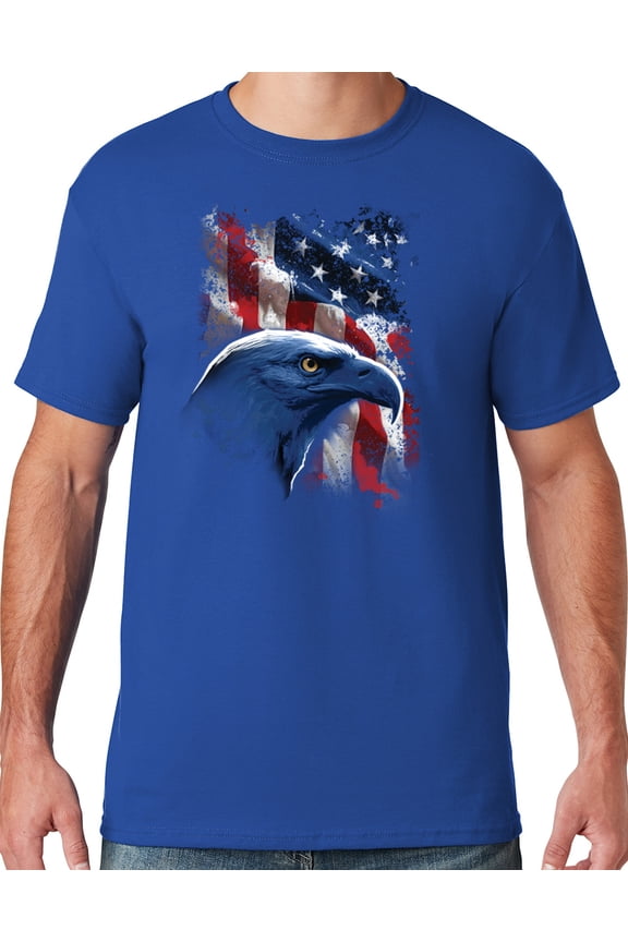 Mens American Icon Patriotic Eagle T-shirt, Medium Royal Blue