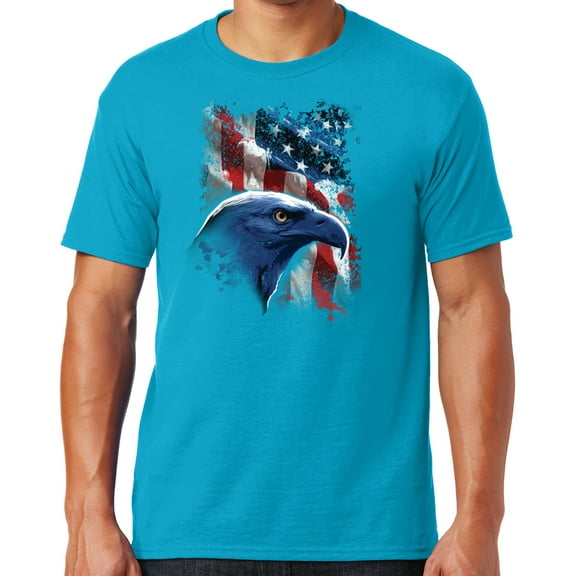 Mens American Icon Patriotic Eagle T-shirt, XL Cali Blue