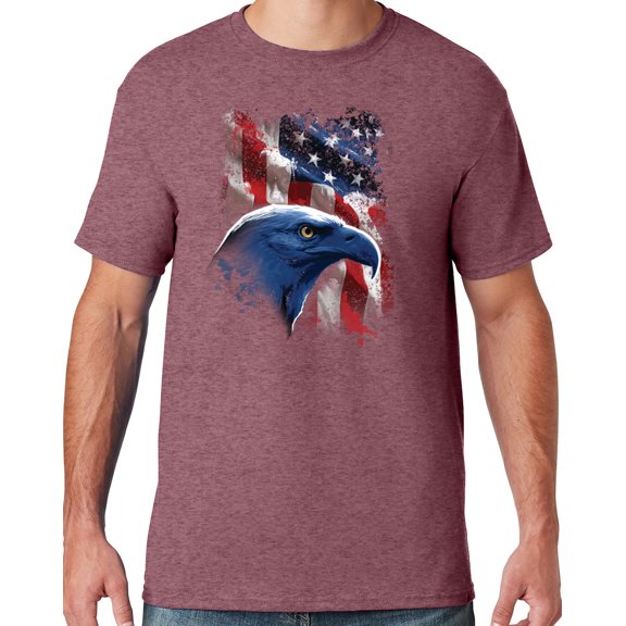 Mens American Icon Patriotic Eagle T-shirt, XL Vintage Heather Maroon