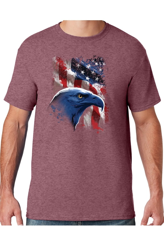 Mens American Icon Patriotic Eagle T-shirt, XL Vintage Heather Maroon