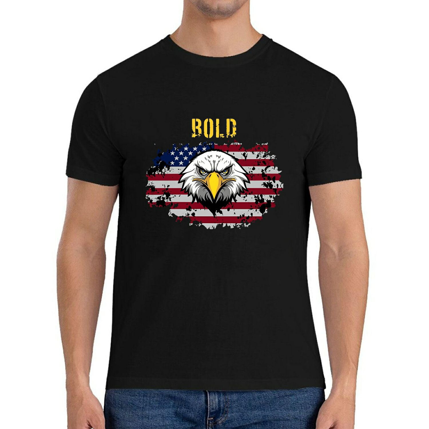 Mens American Patriot Eagle Retro T-Shirt Black Small - Walmart.com