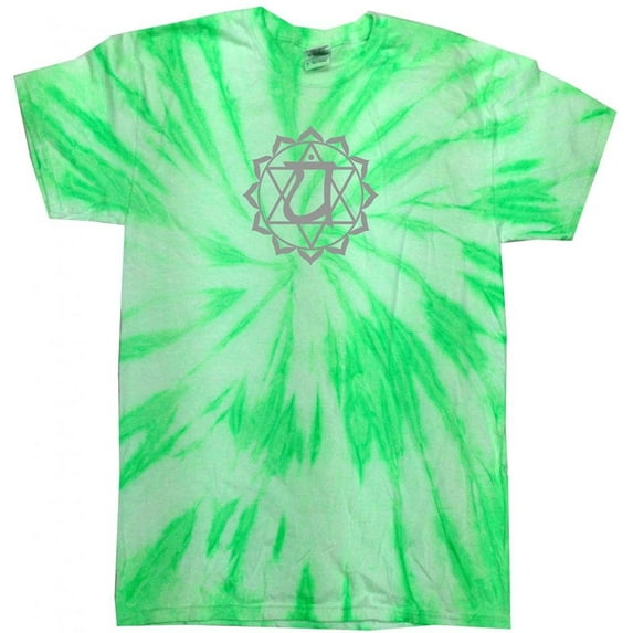 Mens Anahata Chakra Tie Dye T-shirt, MD Neon Kiwi